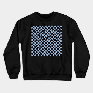 Warped Checkerboard, Black and Light Blue Crewneck Sweatshirt